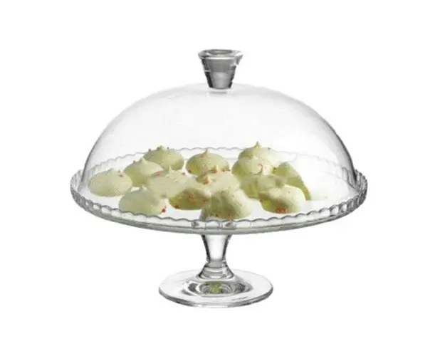 Platou cu picior si capac pentru tort Patisserie, Pasabahce, Ø32 x 26 cm, sticla