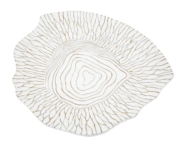 Platou decorativ, Bliss, Mauro Ferretti, 37 x 34 x 6 cm, polirasina, alb antic