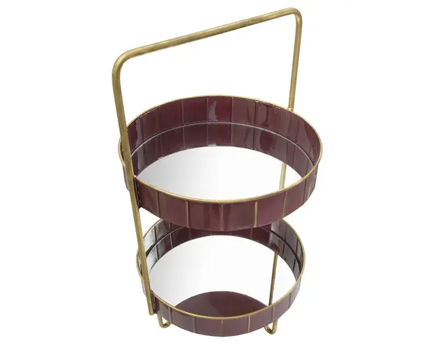 Platou decorativ cu 2 niveluri Bordeaux, Mauro Ferretti, 36.5x34.5x56.5 cm, fier/oglinda