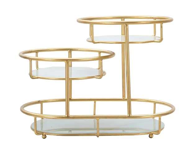 Platou decorativ Levels -B, Mauro Ferretti, 36x22.5x27 cm, fier, auriu