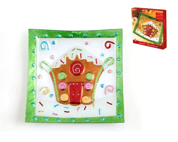 Platou din sticla Sweet X-Mas, HO-ME, 31x31 cm
