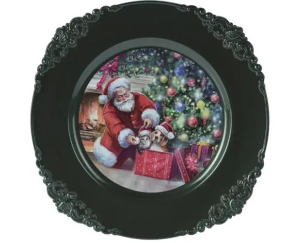 Platou Santa w cat and dog, Ø33 cm, polipropilena, verde
