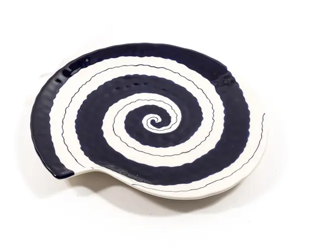 Platou Shell w lines, Mercury, 26x25.5x3 cm, ceramica, multicolor