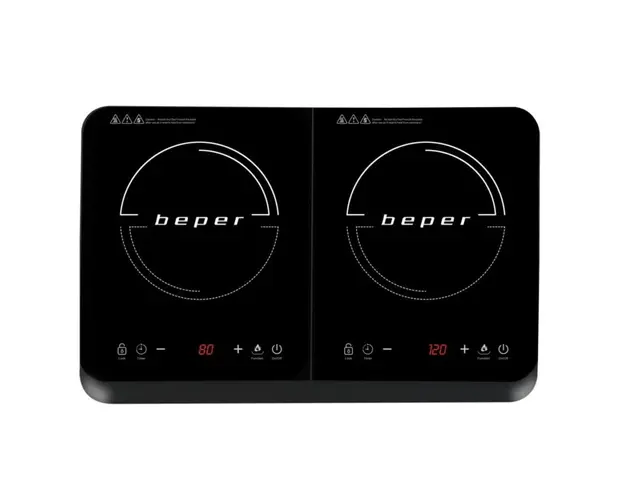 Plita dubla cu inductie BF.720, Beper, 3400 W, 1o trepte de putere, control touch