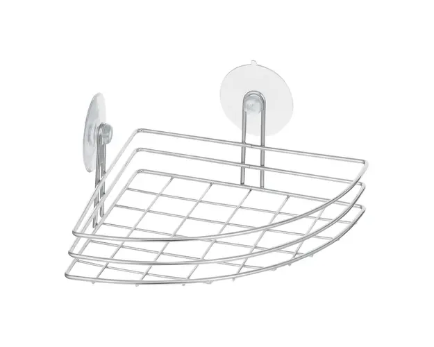 Polita de colt pentru baie cu 2 ventuze Basic, Jotta, 18x18x4 cm, otel, argintiu