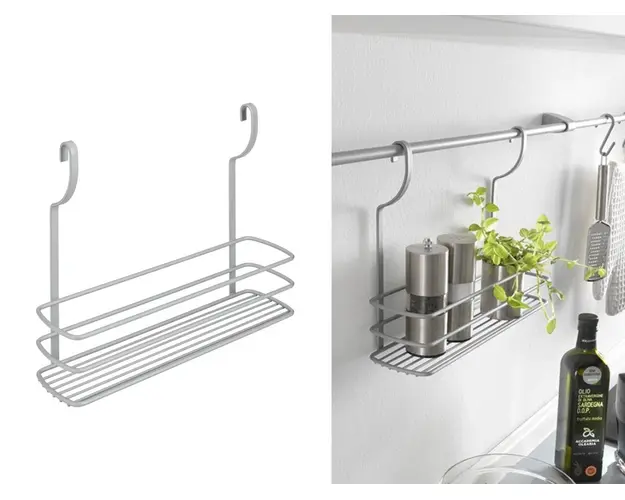 Polita depozitare condimente City Frost, Metaltex, 35x9x26 cm, metal/invelis Polytherm, argintiu