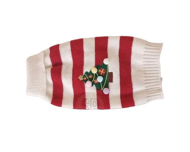 Pulover de Craciun pentru catei si pisici Xmas v1, Excellent Houseware, 30x35 cm, alb/rosu