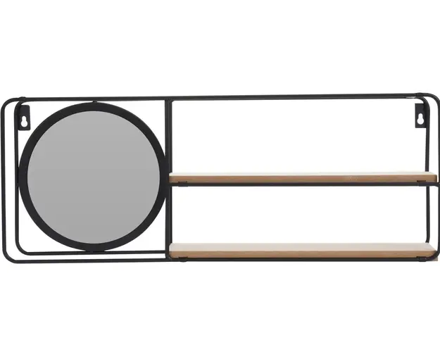 Raft cu oglinda Excellent, 50x10x19 cm, metal, negru