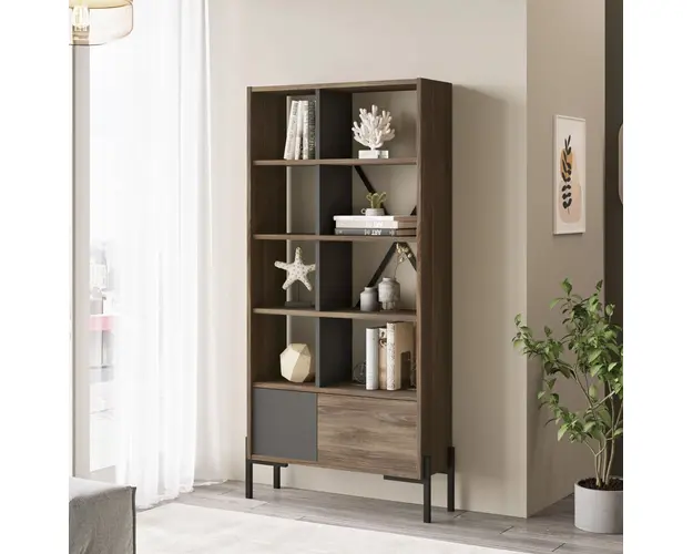 Corp biblioteca, Locelso, BO1, 79.6x160x25.5 cm, Maro / Antracit