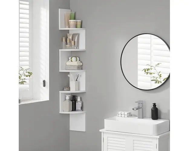 Raft de colt, Vasagle, 20x20x127.5 cm, PAL, alb