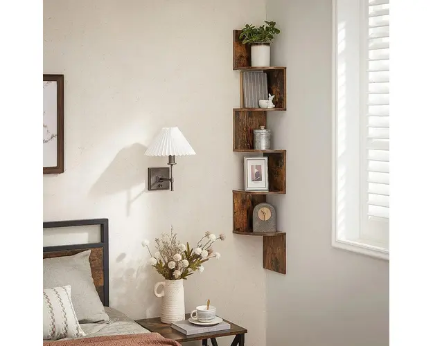 Raft de colt, Vasagle, 20x20x127.5 cm, PAL, maro rustic
