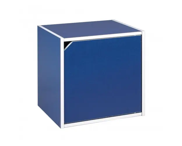 Raft modular cu usa, Composite Cube, Bizzotto, 35x29.5x35 cm, MDF laminat, albastru