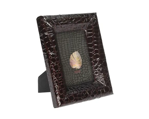 Rama foto Fake leather print, 17x3.2x22 cm, MDF, maro