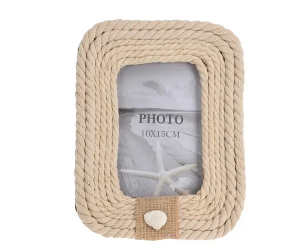 Rama foto Rope, 17x3x22.5 cm, lemn, crem