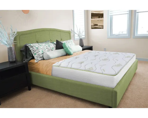 Saltea Aloe Vera 14+2 Memory, 100x200 cm, husa cu fibre de bambus, Ortopedica, aerisire 3D Free Air