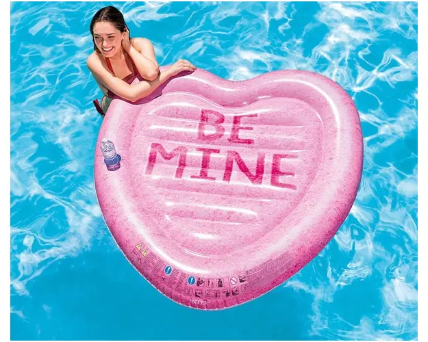 Saltea gonflabila Intex Candy Heart Island, 145x142 cm, polivinil, roz