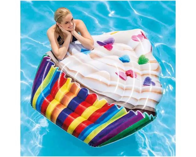 Saltea gonflabila pentru plaja Cupcake, 142x135 cm, polivinil, multicolor