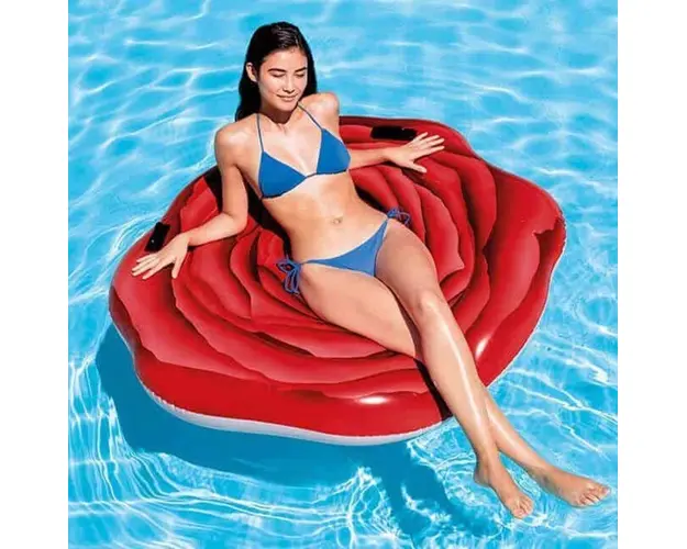 Saltea gonflabila pentru plaja Intex Red Rose, 137x132 cm, polivinil, rosu