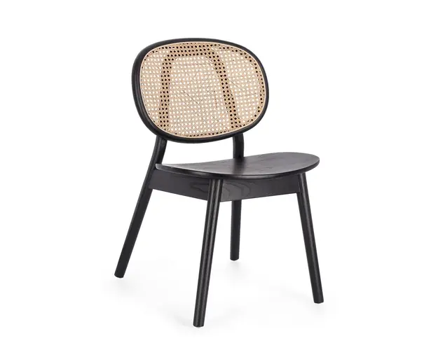 Scaun Adolis, Bizzotto, 49 x 42 x 81 cm, lemn de ulm/ratan, negru