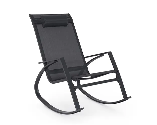 Scaun balansoar pentru gradina Demid, Bizzotto, 60.5 x 107 x 95 cm, otel/textilena 2x1, gri carbune