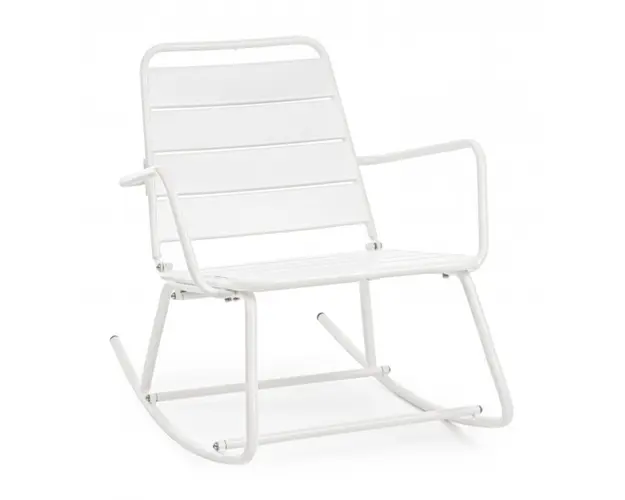 Scaun balansoar pentru gradina, Lillian, Bizzotto, 63x90x74 cm, otel, alb