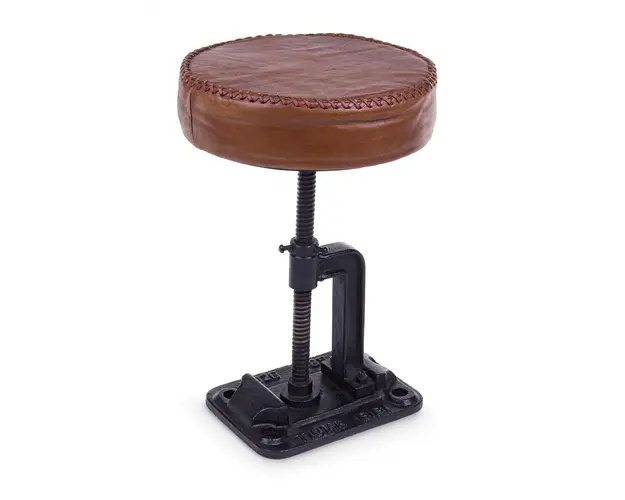 Scaun Charleston, Bizzotto, piele naturala, inaltime ajustabila, Ø 30x60 cm, maro