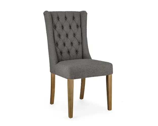 Scaun Columbia, Bizzotto, 51 x 63 x 104 cm, lemn de stejar/poliester Boucle, gri