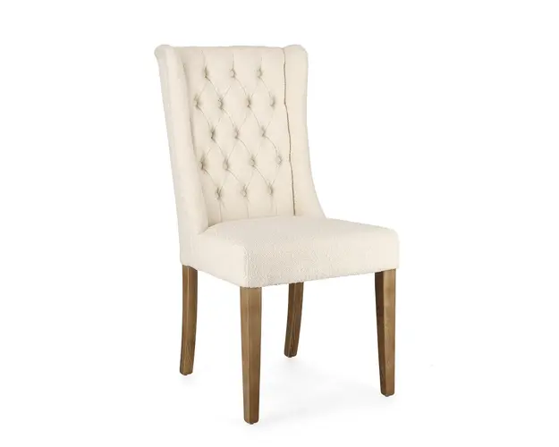 Scaun Columbia, Bizzotto, 51 x 63 x 104 cm, lemn de stejar/poliester Boucle, natural