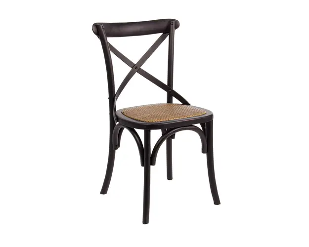 Scaun Cross, Bizzotto, 50.5 x 52 x 57 cm, lemn de ulm/ratan, negru