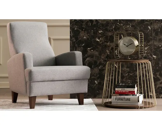 Fotoliu, Balcab Home, 825BLC1366, Lemn, Gri deschis