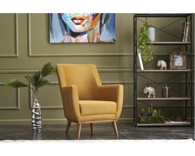 Fotoliu, Balcab Home, 825BLC2345, Lemn de carpen, Auriu