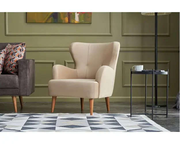 Fotoliu, Balcab Home, 825BLC2348, Lemn de carpen, Crem