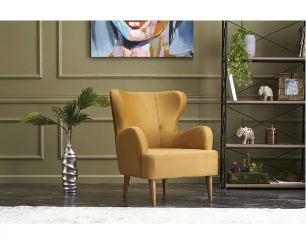 Fotoliu, Balcab Home, 825BLC2351, Lemn de carpen, Auriu