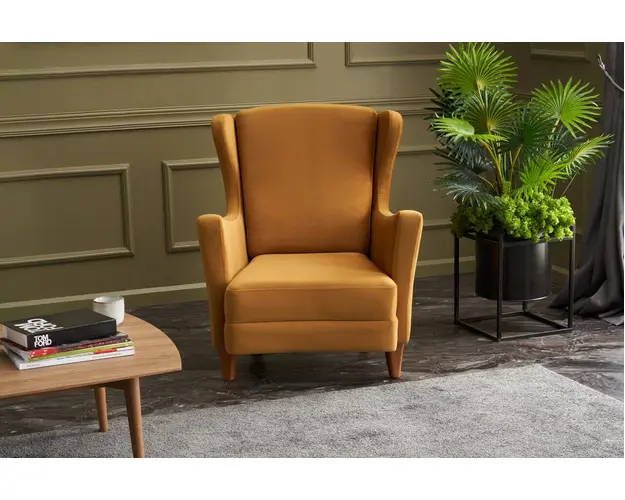 Fotoliu, Balcab Home, 825BLC2550, Lemn de fag, Auriu