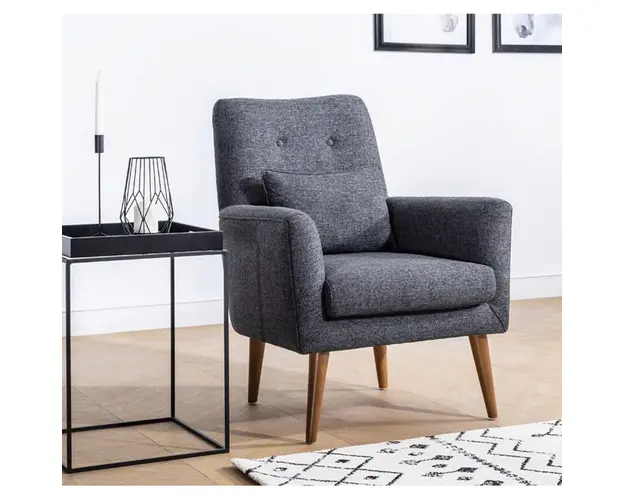 Fotoliu, Unique Design, 867UNQ1004, Lemn de carpen, Gri inchis
