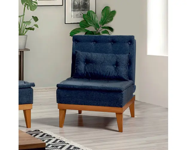 Fotoliu, Unique Design, 867UNQ1025, Lemn de carpen, Albastru inchis