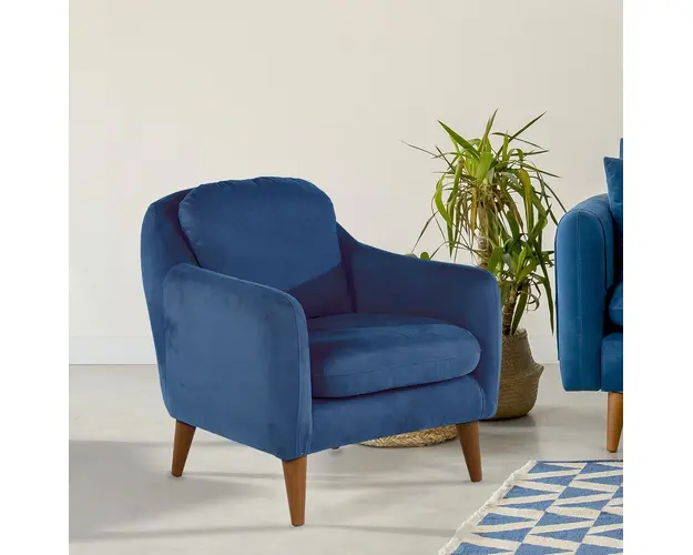 Fotoliu, Unique Design, 867UNQ1050, Lemn de pin, Albastru inchis