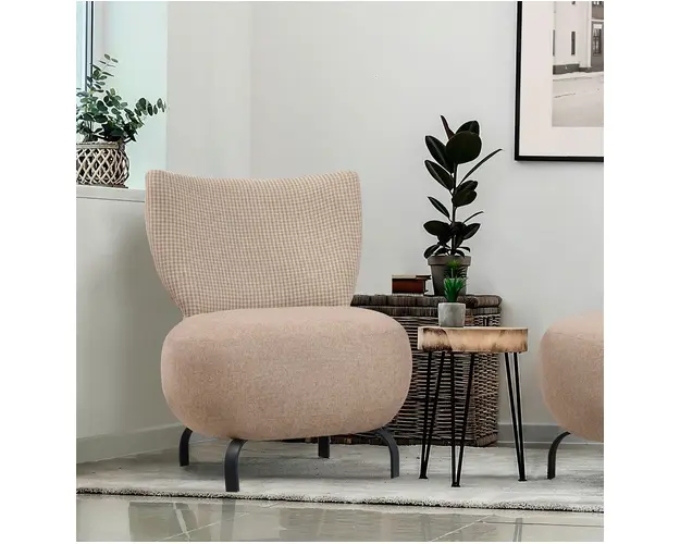 Fotoliu, Unique Design, 867UNQ1059, Lemn de carpen, Crem