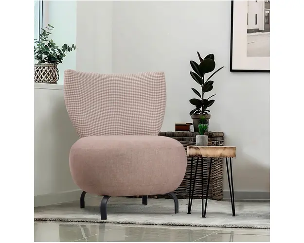 Fotoliu, Unique Design, 867UNQ1060, Lemn de carpen, Roz somon