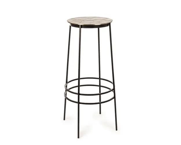 Scaun de bar Amira Gold, Bizzotto, Ø36 x 77 cm, otel/aluminiu