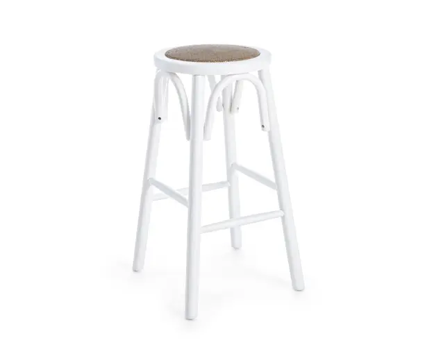 Scaun de bar Circle, Bizzotto, lemn de ulm, Ø 40x73 cm, alb