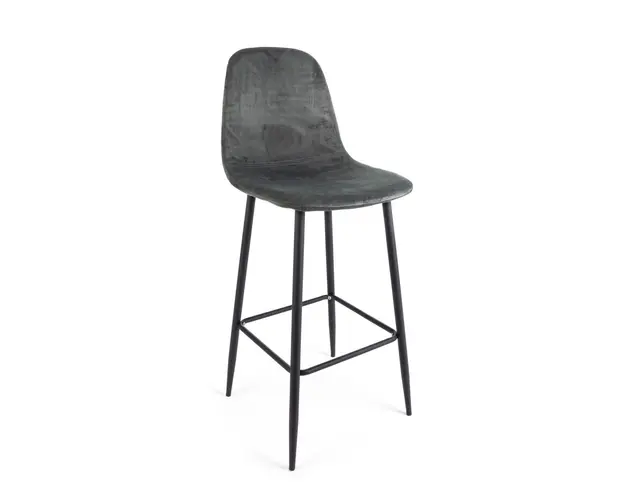 Scaun de bar Irelia, Bizzotto, catifea, 46x39x103 cm, gri inchis