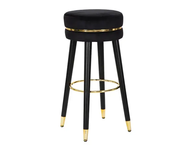 Scaun de bar Paris, Mauro Ferretti, Ø35x74 cm, catifea, negru/auriu