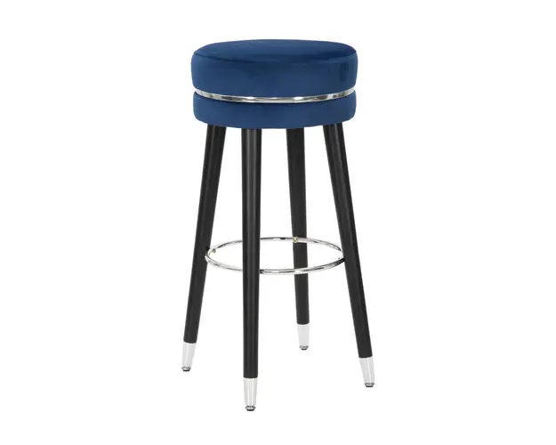 Scaun de bar Paris, Mauro Ferretti, Ø 35x74 cm, lemn de pin/poliester, albastru/argintiu