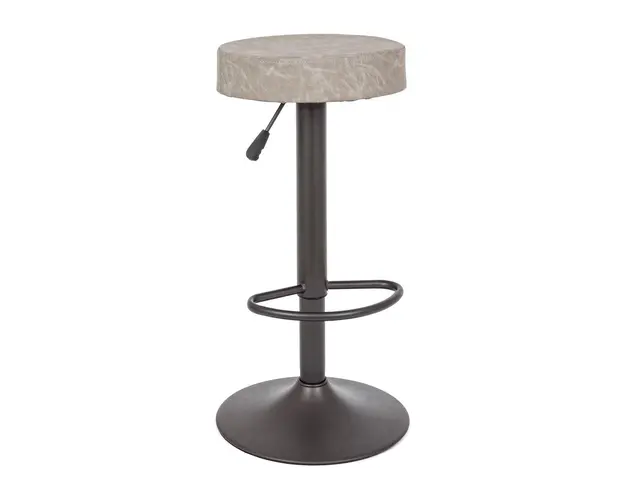 Scaun de bar Piper Vintage, Bizzotto, piele ecologica, inaltime ajustabila, 35x35x85 cm, gri deschis