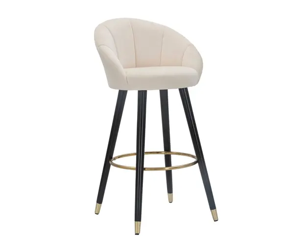 Scaun de bar Prague, Mauro Ferretti, 55x56x104 cm, catifea, crem