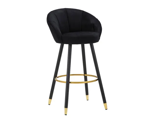 Scaun de bar Prague, Mauro Ferretti, 55x56x104 cm, catifea, negru