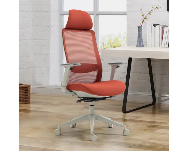 Scaun de birou ergonomic, Bedora Ergo, textil/mesh, caramiziu