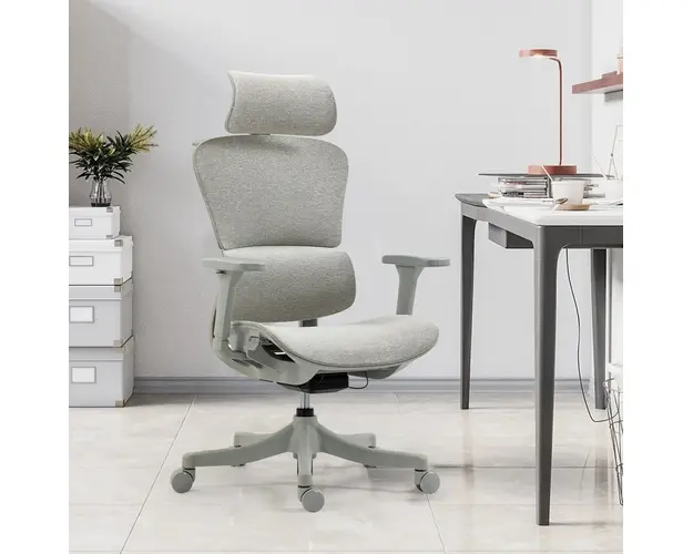 Scaun de birou ergonomic, Bedora Human, textil, gri