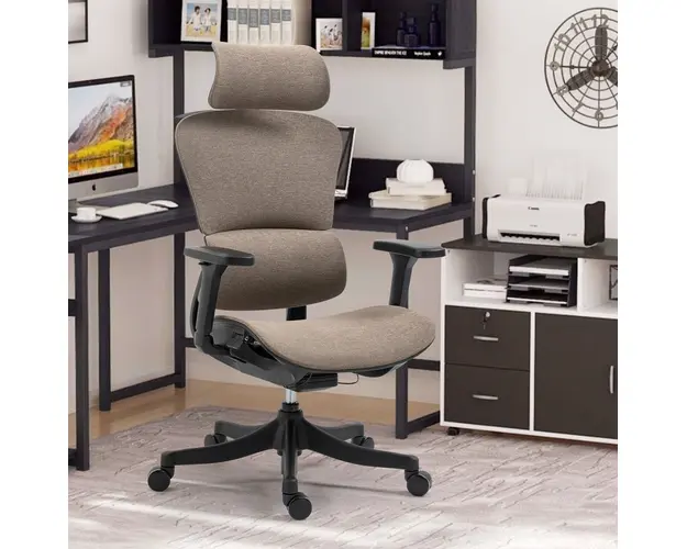 Scaun de birou ergonomic, Bedora Human, textil, maro